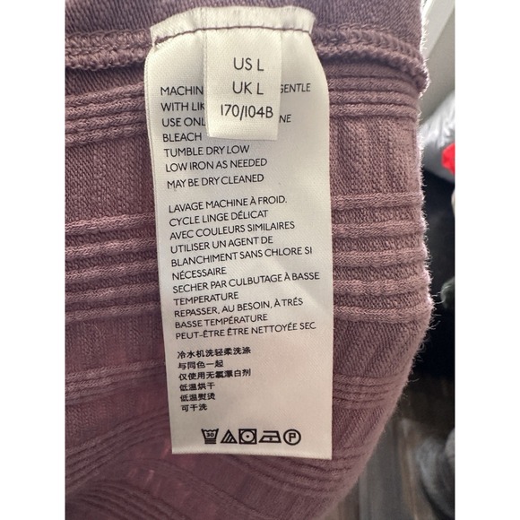 We The Free Big Sur Ribbed Long Sleeve Top Mauve White Free People Women Size LG - Picture 7 of 7